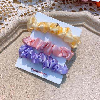 3Pcs/Set Korean Colorful Satin Hair Tie Girls Ponytail Hair Band Shining Elastic Rubber Band Women Accessories (6)