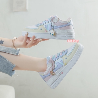Candy color blue pink mandarin duck sports shoes female students Korean version of the wild Macaron soft sister casual shoes (2)
