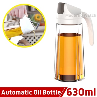 630ml Automatic Oil Dispenser Glass Bottle Multipurpose Soy Sauce Condiments Flip Cap Bottle