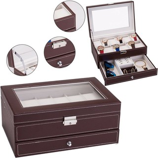 Watch Storage Case Jewelry Display Box Double Layers 12 Slots PU Leather Watch Storage Case Jewelry (1)
