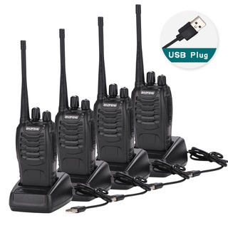 4Pcs Baofeng BF-888S Walkie Talkie USB charge adapter Portable Radio CB Radio UHF 888S Comunicador T