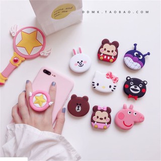 3D Cartoon Phone Holder Stand Hello Kitty Airbag rabbit bear Cute Lazy Phone Finger Bracket