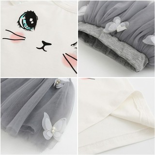 IU Kids Girls Summer Cute Cat T-Shirts+Net Veil Tutu Skirt (5)