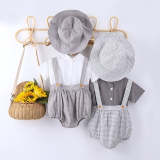 3 PCS Newborn Baby Girl Boy T Shirt + Overalls Shorts + Hat Set Toddlers Infant Summer Jumpsuit Clothes Outfits