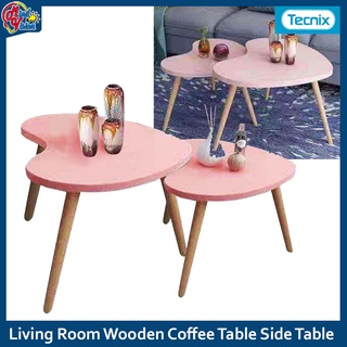 TECNIX Living Room Wooden Coffee Table Side Table (T-201) 2pcs