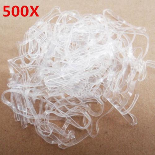 500Pcs Clear Ponytail Rope Rubber Band Holder Elastic Hair