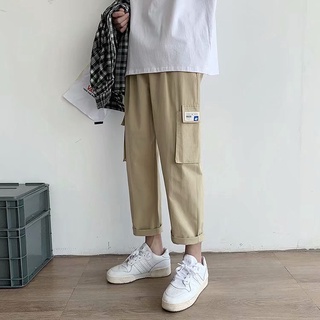 [GEGE]Summer Thin Section Korean Fashion Straight Wide Leg Pants Men Loose Leisure Trend Sports Feet Pants Khaki Cargo Pants Youth