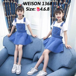 Korean fashion denim dress for kids/dress for girls (2)