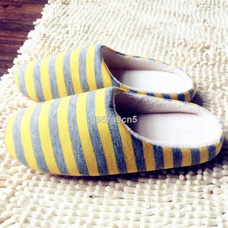 ☆FY☆Winter Warm Soft Plush Indoor Home Floor Anti-skid Slippers Striped Cloth
