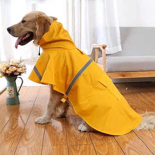 Pet raincoatPet Reflective Big Dog Raincoat Puppy Poncho Waterproof Hooded Clothes Four-Legged Dog M