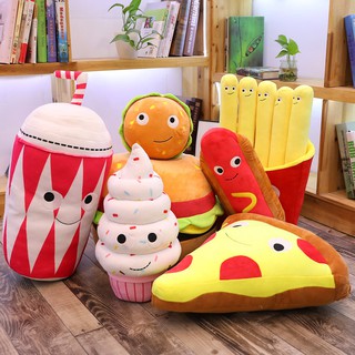 Hot dog burger pillow fast food creative cushion sausage chocolate coffee cone ice cream pizza stuffed toy Place an order and note which one you need