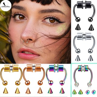 2021 Fake Piercing Nose Ring Alloy Nose Piercing Hoop Septum Rings for Women Body Jewelry Gifts Fashion Magnetic Fake Piercing