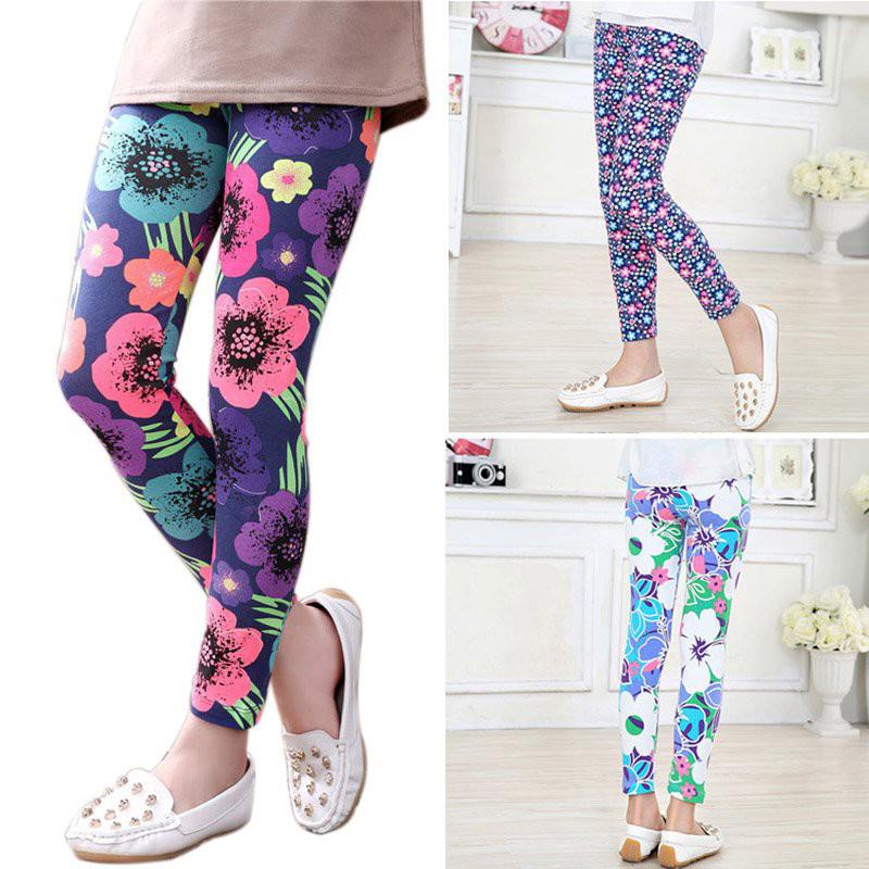 Children Kids Girls Leggings Pants Flower Floral Printed Long Trousers 0jTS (2)