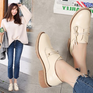 High Quality Women Oxfords Flats Platform shoes Leather Lace-up Loafers