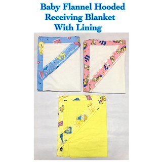 Pranela Baby Hooded Flannel Receiving Blanket With Lining