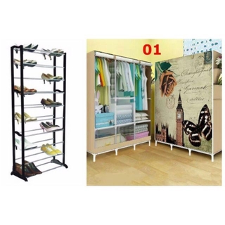 10 layer Amazing shoe rack / with 3D wardrobe clothe cabinet