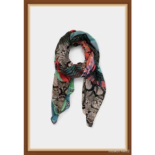 Knitted shawl┋✖Fashion Spain desigual trend color printing girl's scarf flower silk scarf shawl suns