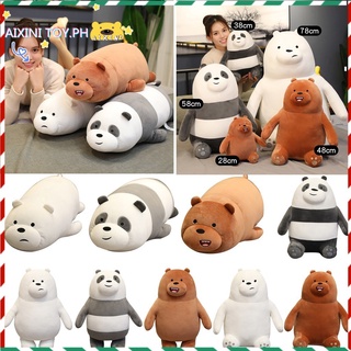 ❤We Bare Bears ❤ 3 Styles Cartoon We Bare Bears Lying Bear Stuffed Grizzly Gray White Bear Panda Plush Toys for Children Kawaii Dolls for Kids Gifts