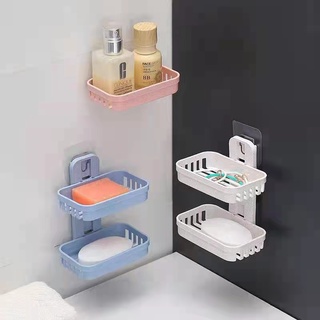 Double-layer Hollow Soap Holder Bathroom Drain Soap Box Suction Cup Soap Holder Wall Hanging Rack