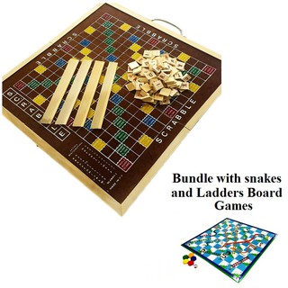 Scrabble Wooden Set Free Snake and Ladders Board Game