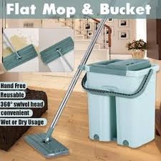 Flat Mop Cleaner bucket self-wash squeeze (Large)