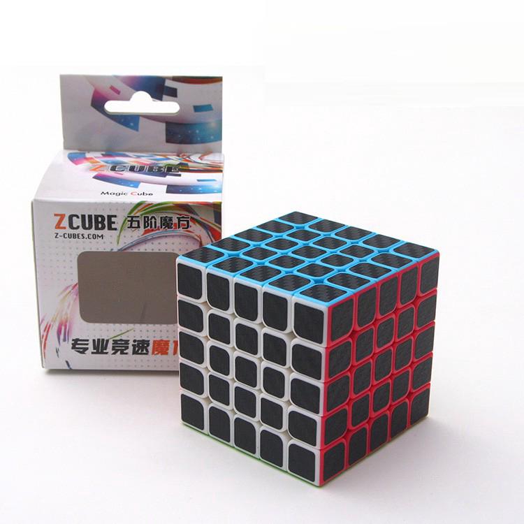 5x5x5 Carbon Fiber Sticker Speed Magic Cube Puzzle Toy Rubik