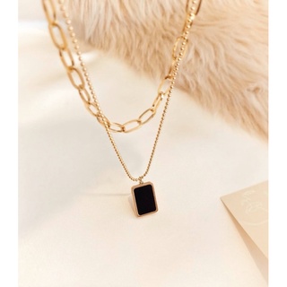 Neutrals.mnl - 14K Gold plated Black Onyx Retangle Layer set (Stainless made/14K gold plated) (1)