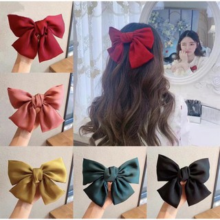 J&S Cute fashion Ribbon Hairclip Korean Ribbon Large Bow Satin Hairgrips