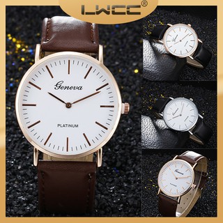 GENEVA simple fashion leather strap watch unisex watches