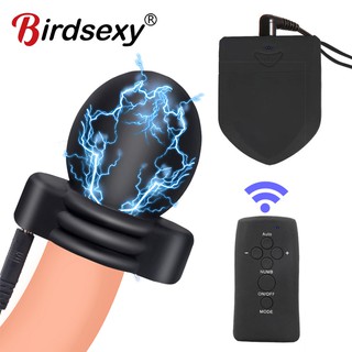 Electric Cock Ring Vibrator Electro Sex BDSM Ring On Penis Ball Stretcher Testicle Massager Men Cha