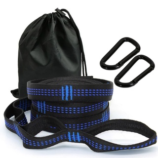 2 Pcs/Set Hammock Straps with D-type carabiner Reinforced Polyester Straps 5 Ring High Load-Bearing