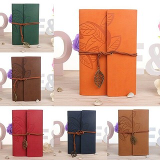 fecome Notebook Journal Handmade Vintage Travel Diary Leaf Rope Writing Notepad