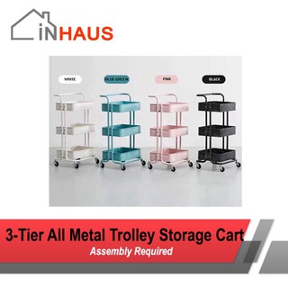 INHAUS 3 Tier All Metal Trolley Storage Rack