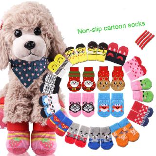 Dog/Cat socks Christmas New Year pet socks Non-slip Teddy cat cute dog foot cover 4pcs (1)