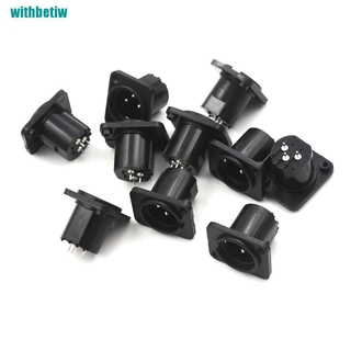 【withbetiw】New 10pcs Male Chassis Socket 3-Pin XLR Jack Panel Mount Non-Latching Connector