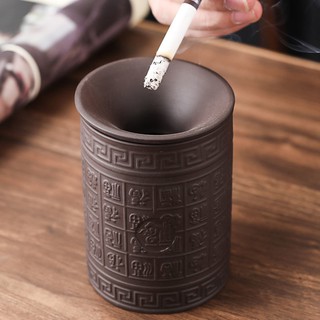 [Good Goods] Ashtray Ceramic Creative Home Living Room Office Personality Trend Fashion Covered Anti-fly Ash Windproof Living Room Large