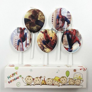 5 pcs Spiderman Character Theme Small Round Shape Candle Happy Birthday