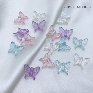 【2 items ₱99】20pcs Acrylic 3D Butterfly Mixed Colour Transparent Butterfly Charm Beads Jewelry Make