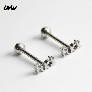 UVW484 1pc 316l Fashion Surgical Steel Punk Letters Tongue Barbell Piercing Rings Sexy Body Jewelry For Women Men Accessor