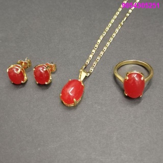 RCXRR8899✾SGI fashion jewelry 24k bangkok Thailand gold plated jade stone 3in1 set for women Kwentas