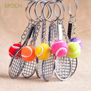 EPOCH Simulation Sports Key Chain Souvenir Mini Keychain Tennis Racket Keychain Cute Car Key Chain Key Rings Metal 6 color for Gifts Tennis Ball/Multicolor