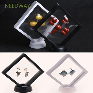 NEEDWAY 2 Size Show Case 3D Floating Frame Display Stand Holder Transparent Coins Album Photo Square Jewelry Collectibles Box/Multicolor