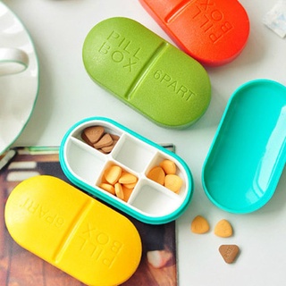 Creative pill-shaped six-cell large-capacity portable one-week pill box classification pill box mini