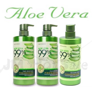 (3in1) Original 99% Aloe Vera (Hair Shampoo 800ml + Conditioner 700ml + Shower gel 800ml)