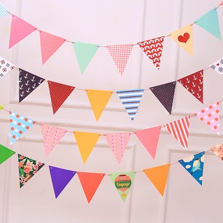 Korean style triangle banner birthday banner pull flag party decoration supplies party needs banner (7)