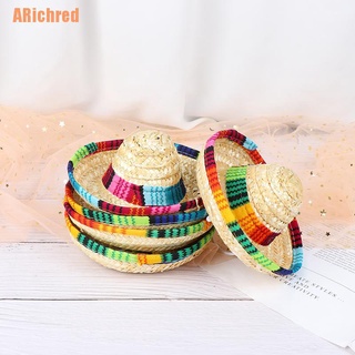 （ARichred）Mini Pet Dogs Straw Hat Sombrero Cat Sun Hat Beach Party Straw Hats Dogs Hat