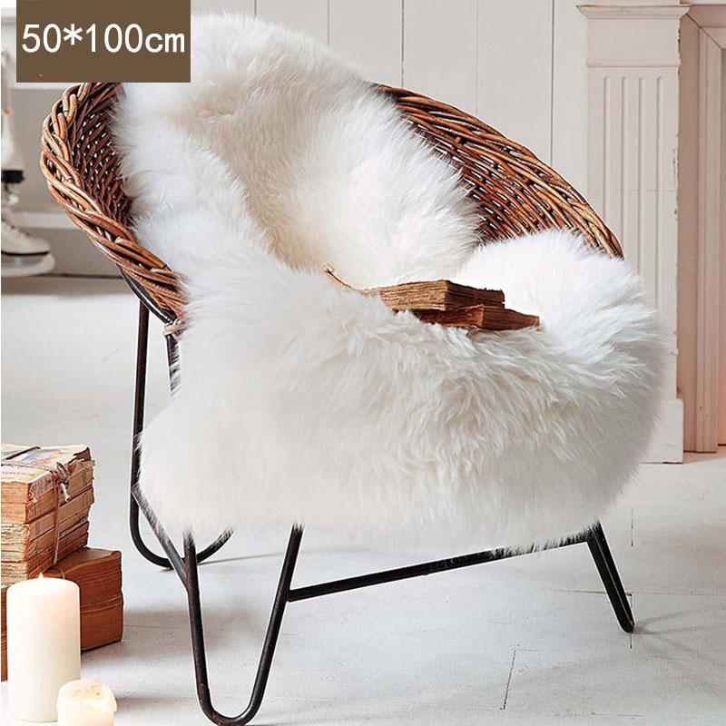 50*100cm Soft Sheepskin Chair Rug Soft Mat Carpet Seat Fluffy Rugs Home Decor