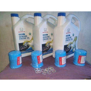 Honda Semi-Synthetic Oil SN 5W-30 (4Liters / Gallon) with Genuine Oil Filter and Drain Plug washer.