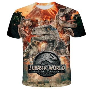 2021 3D Print Jurassic World Fallen Kingdom Cool Dinosaur Head T shirt Boys and girls Hiphop Tee