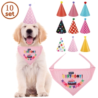 Pet Dog Birthday Hat and Scarf Set Cute Doggie Birthday Party Hat Pet Party Supply